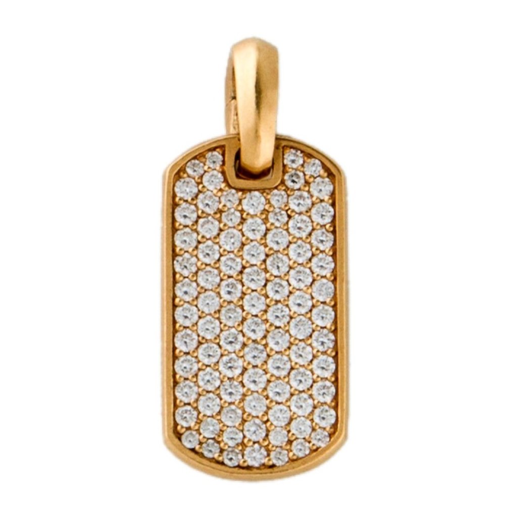 DAVID YURMAN 18K YELLOW GOLD DIAMOND 0.80CTW CHEVRON DOG TAG - Picture 1 of 10